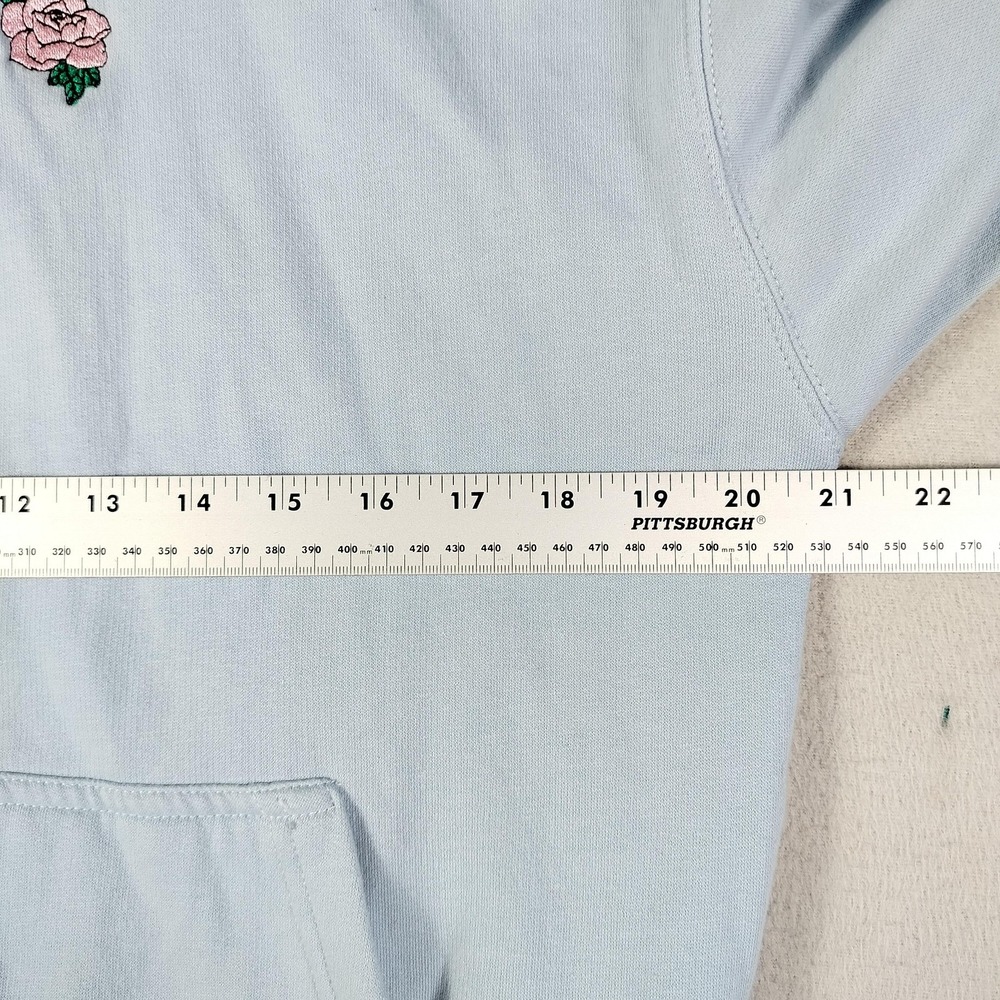 Smart Blanks Hoodie Sweatshirt Mens Small Blue DRIP Rose Graphic Fleece Floral - Picture 8 of 9